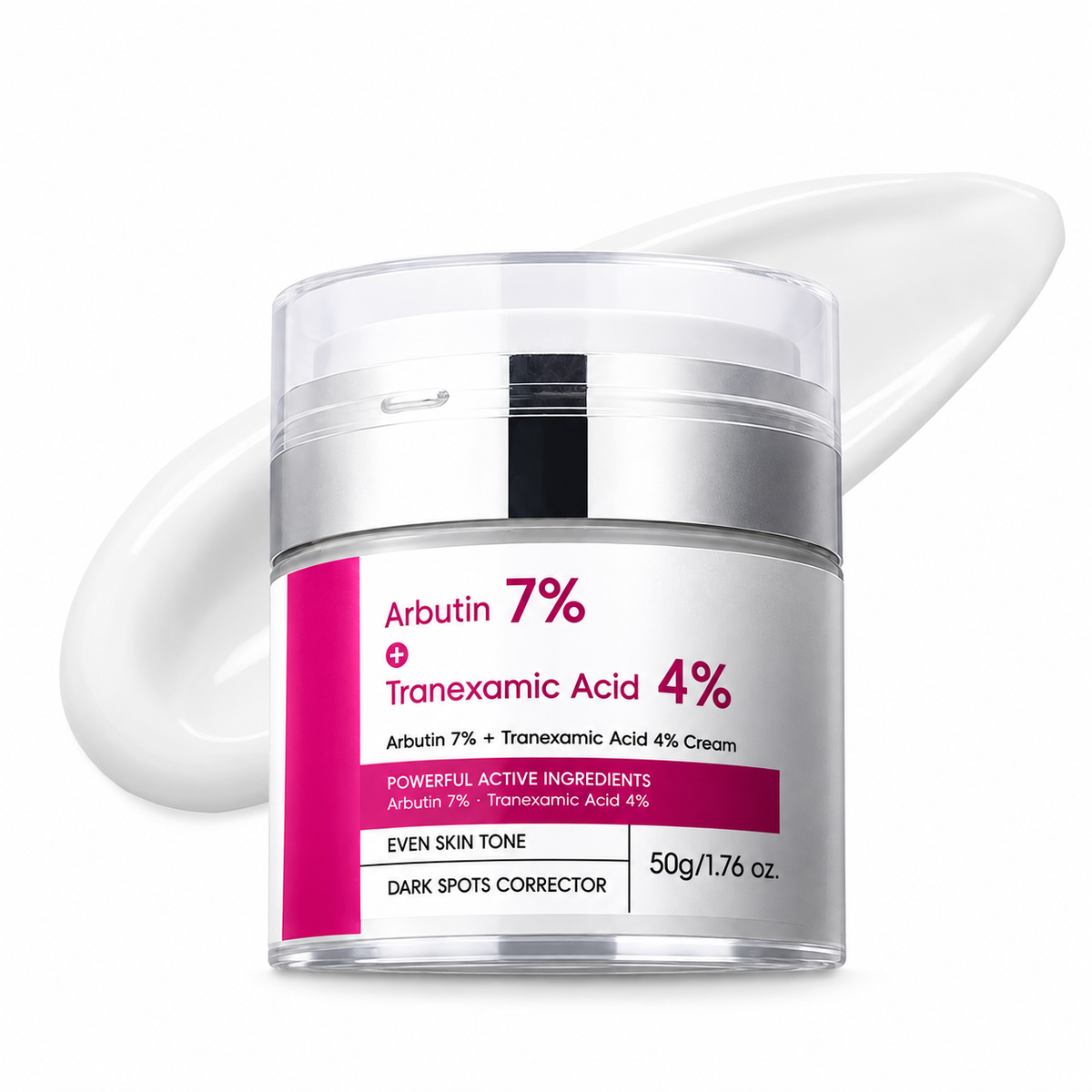 Arbutin 7% + Tranexamic Acid 4% cream, 50g pump jar